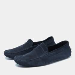 Tod's Navy Blue Nubuck Leather Gommini Loafers Size 41