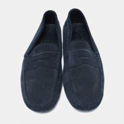 Tod's Navy Blue Nubuck Leather Gommini Loafers Size 41