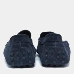 Tod's Navy Blue Nubuck Leather Gommini Loafers Size 41