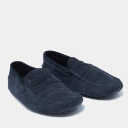 Tod's Navy Blue Nubuck Leather Gommini Loafers Size 41