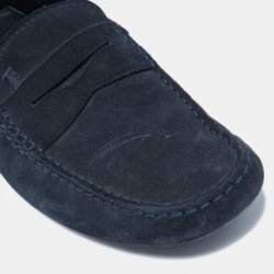 Tod's Navy Blue Nubuck Leather Gommini Loafers Size 41