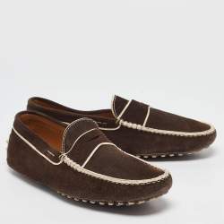 Tod's Brown Suede Gommino Loafers Size 43