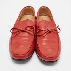 Pre Owned Tod's Red Leather Slip On Loafers Size 44