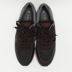 Tod's Brown Suede and Neoprene Low Top Sneakers Size 48