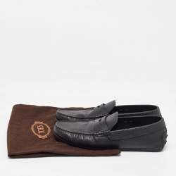 Pre Owned Tods Black Leather Slip On Loafers Size 41.5