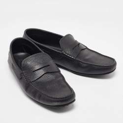 Pre Owned Tods Black Leather Slip On Loafers Size 41.5