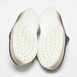 Pre Owned Tod's Blue Leather Slip On Espadrilles Flats Size 44