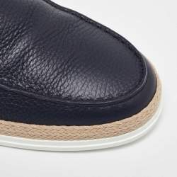 Pre Owned Tod's Blue Leather Slip On Espadrilles Flats Size 44