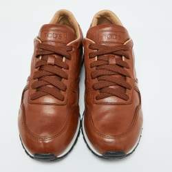 Tod's Brown Leather Lace Up Low Top Sneakers Size 40