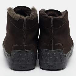 Tod's Brown Suede Lace Up Ankle Length Boots Size 41.5