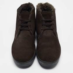 Tod's Brown Suede Lace Up Ankle Length Boots Size 41.5