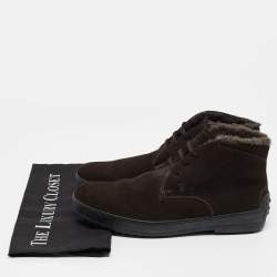 Tod's Brown Suede Lace Up Ankle Length Boots Size 41.5