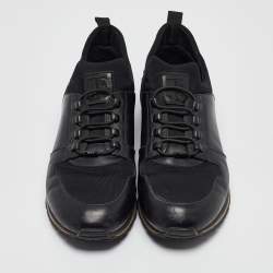 Tod's Black Leather and Neoprene Lace Up Sneakers Size 42.5