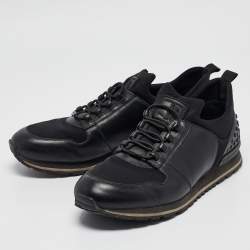 Tod's Black Leather and Neoprene Lace Up Sneakers Size 42.5