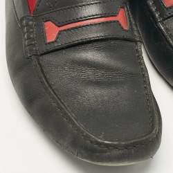 Tod's Black/Red Leather Slip on Loafers Size 39