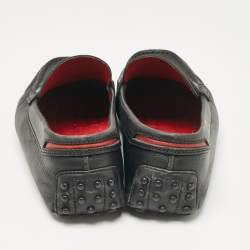 Tod's Black/Red Leather Slip on Loafers Size 39