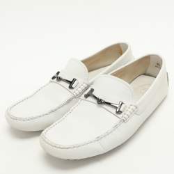 Tod's White Leather Double T Loafers Size 40