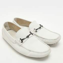 Tod's White Leather Double T Loafers Size 40