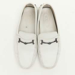 Tod's White Leather Double T Loafers Size 40