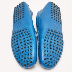 Pre Owned Tod's Blue Leather Slip On Loafers Size 43