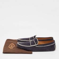 Pre Owned Tod's Navy Blue Suede Slip on Loafers Size 47