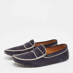 Pre Owned Tod's Navy Blue Suede Slip on Loafers Size 47