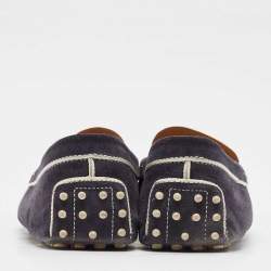 Pre Owned Tod's Navy Blue Suede Slip on Loafers Size 47