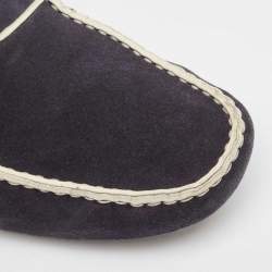 Pre Owned Tod's Navy Blue Suede Slip on Loafers Size 47