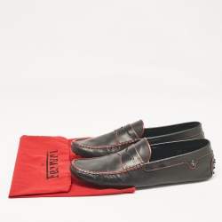 Pre Owned Tod's Black Leather Driver Loafers Size 46.5