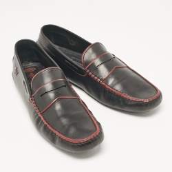 Pre Owned Tod's Black Leather Driver Loafers Size 46.5