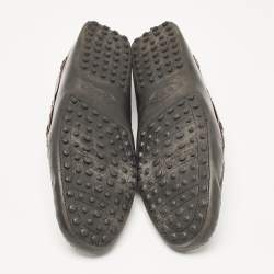 Pre Owned Tod's Black Leather Driver Loafers Size 46.5