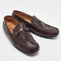 Tod's for Ferrari Dark Brown Leather Slip on Loafers Size 43
