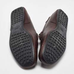 Tod's for Ferrari Dark Brown Leather Slip on Loafers Size 43