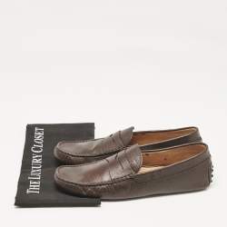 Tod's Brown Leather Penny Slip On Loafers Size 42