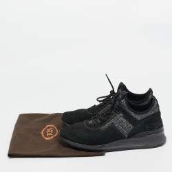 Tod's Black/Grey Knit Fabric and Suede Lace Up Sneakers Size 41