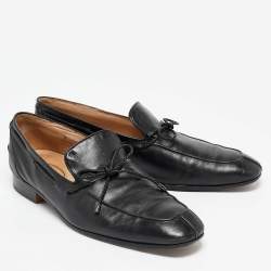 Pre Owned Tod's Black Leather Slip On Loafers Size 43