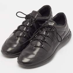 مملوكة مسبقًا Tod's Black Leather Lace Up Sneakers Size 44