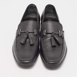 Pre Owned Tod's Black Leather Driver Loafers Size 43