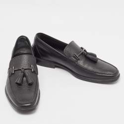 Pre Owned Tod's Black Leather Driver Loafers Size 43