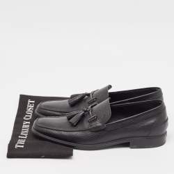 Pre Owned Tod's Black Leather Driver Loafers Size 43