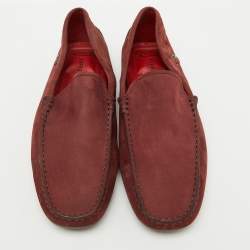 Tod's Burgundy Nubuck Leather Tod's For Ferrari Slip On Loafers Size 39.5