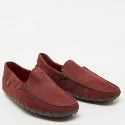 Tod's Burgundy Nubuck Leather Tod's For Ferrari Slip On Loafers Size 39.5