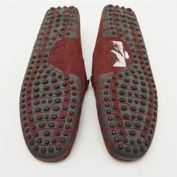 Tod's Burgundy Nubuck Leather Tod's For Ferrari Slip On Loafers Size 39.5