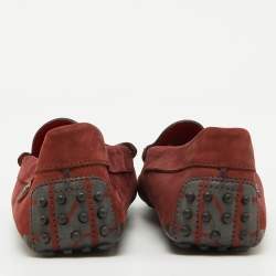 Tod's Burgundy Nubuck Leather Tod's For Ferrari Slip On Loafers Size 39.5