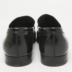 Pre Owned Tod's Black Leather Double T Slip On Loafers Size 45