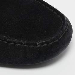 Pre Owned Tod's Black Suede Bow Slip On Loafers Size 41