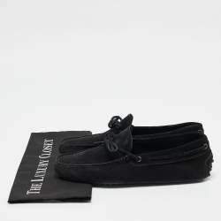 Pre Owned Tod's Black Suede Bow Slip On Loafers Size 41