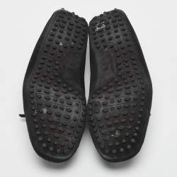 Pre Owned Tod's Black Suede Bow Slip On Loafers Size 41