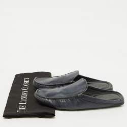 Tod's Dark Grey Leather Slip On Mules Loafers Size 41