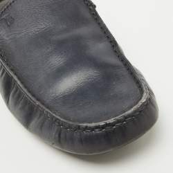 Tod's Dark Grey Leather Slip On Mules Loafers Size 41